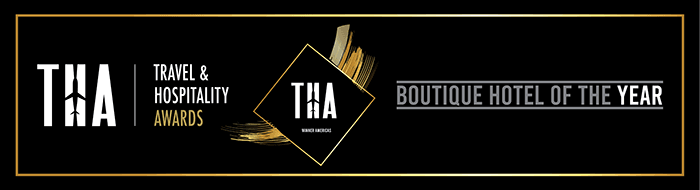 Logo for the Travel & Hospitality Awards highlighting "Boutique Hotel of the Year."